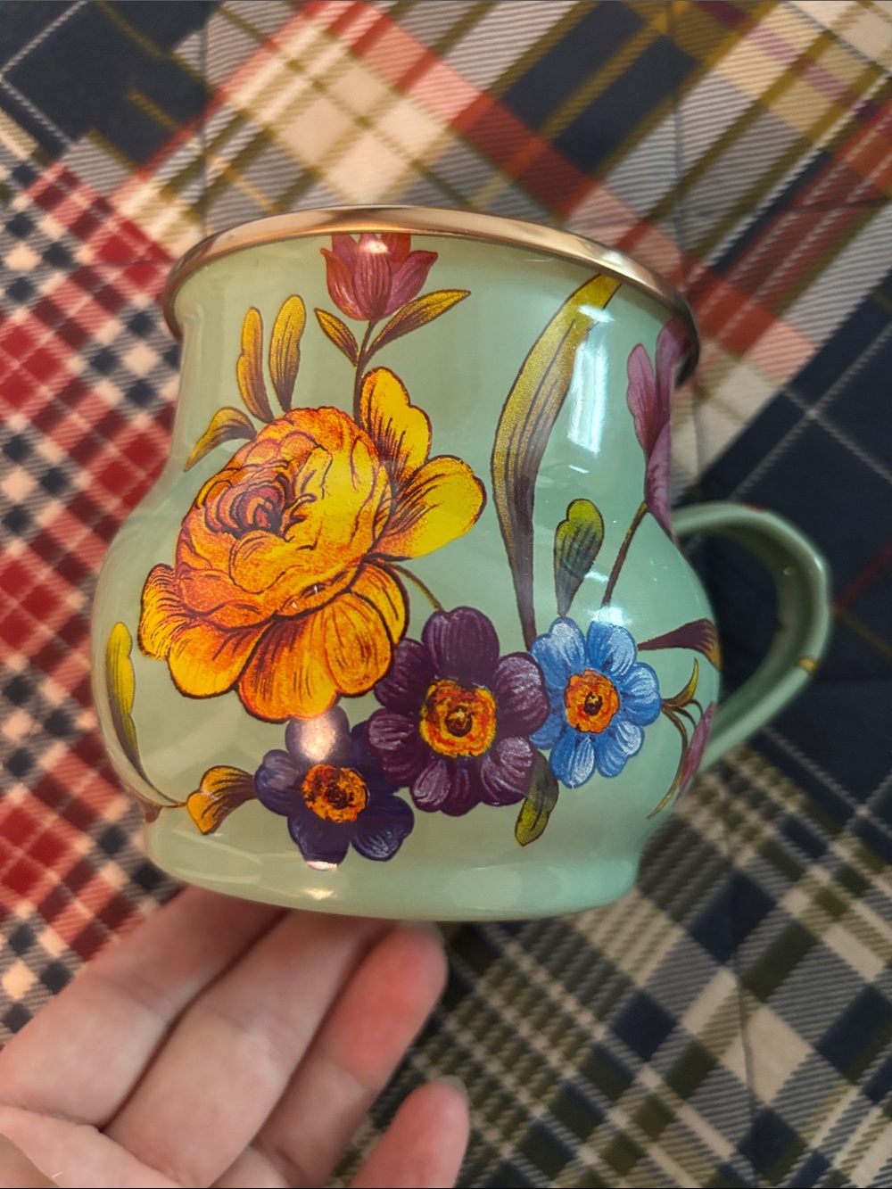 Mackenzie Childs  Floral  Mug in Sage Green